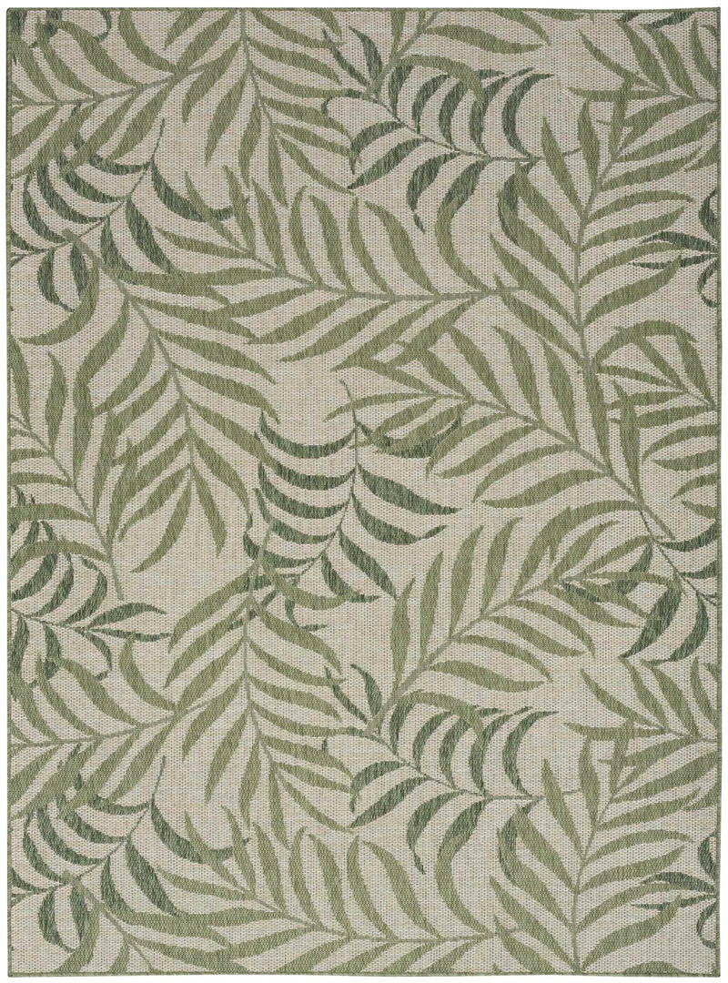 Annaleisa Indoor/Outdoor Ivory & Green Leaves Area Rug - Elegance Collection