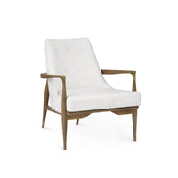 Livia Soft White Velvet & Oak Driftwood Accent Chair