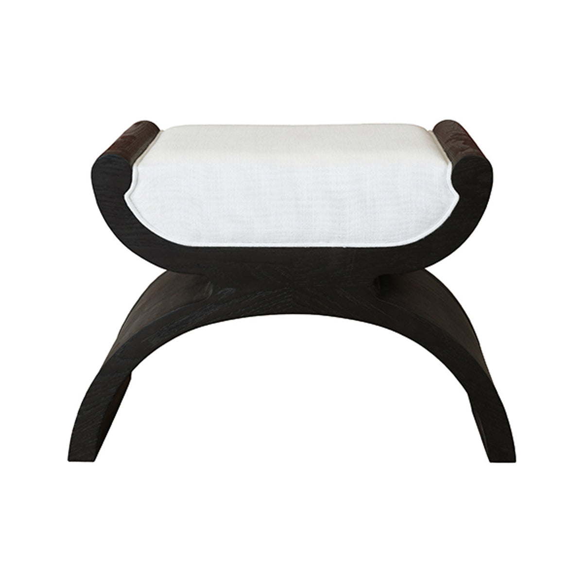 Elenora White Linen & Espresso Bench