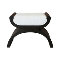 Elenora White Linen & Espresso Bench