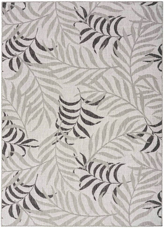 Annaleisa Indoor/Outdoor Grey Leaves Area Rug - Elegance Collection