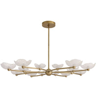 Fleurana 54" White Frosted Seeded Glass & Antique Brass Chandelier