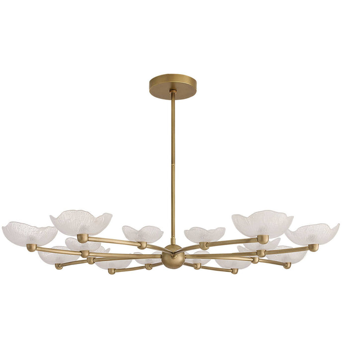 Fleurana 54" White Frosted Seeded Glass & Antique Brass Chandelier