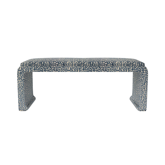 Malia Classic/Modern Large Spotted Navy Custom Upholstered Bench