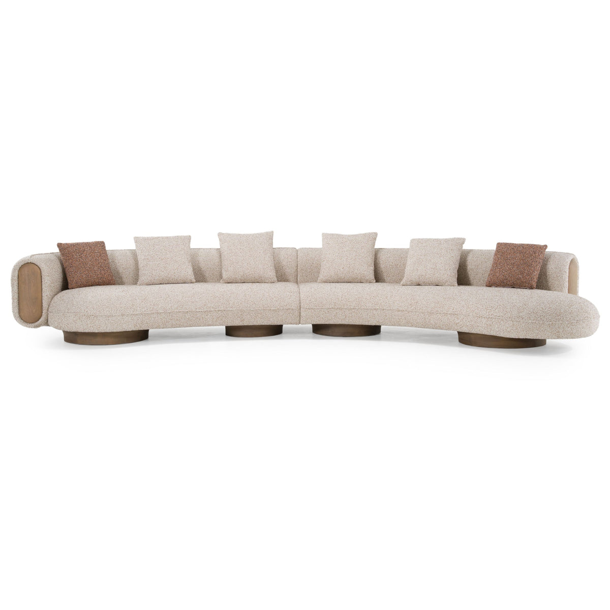 Olin 165.4" Modern 3-Piece Multicolored Boucle Fabric & Ash Sectional Sofa