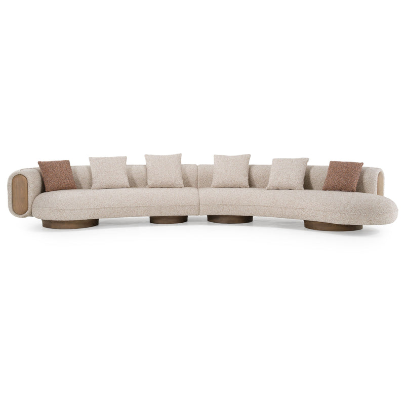 Olin 165.4" Modern 3-Piece Multicolored Boucle Fabric & Ash Sectional Sofa