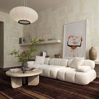 Vogue 118" Cream Performance Vegan Shearling Modular Sofa