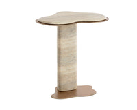 Isola Sand Faux Travertine Concrete Indoor Outdoor Accent Table