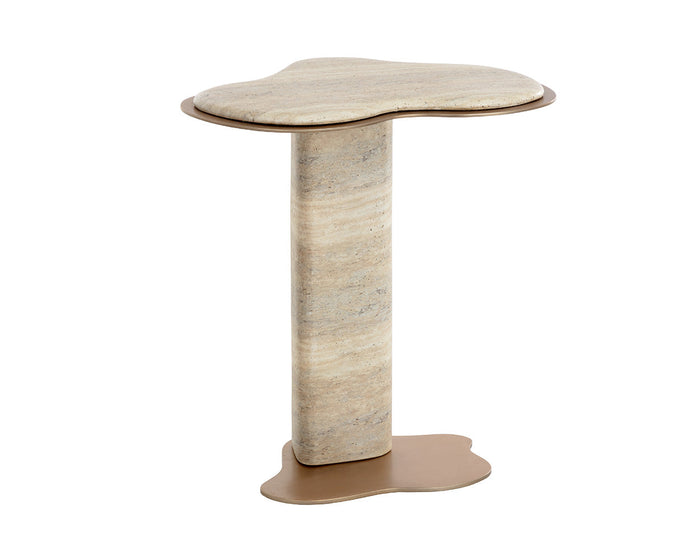 Isola Sand Faux Travertine Concrete Indoor Outdoor Accent Table
