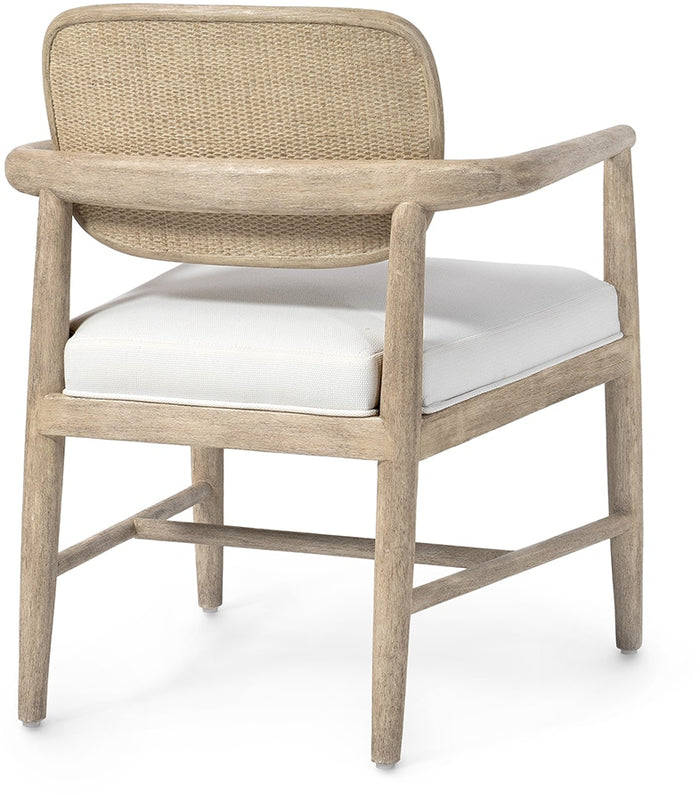 Fornelli Performance White Basket Weave Dining Arm Chair