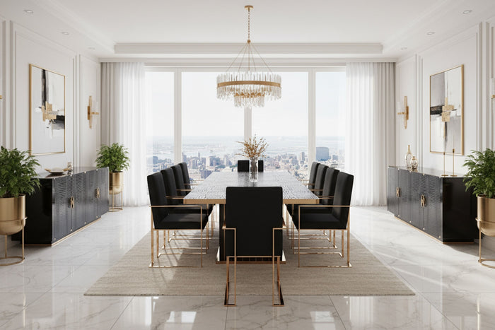 Delia 71" Black Crocodile & Rosegold Modern Buffet