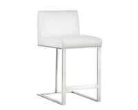 Dean White Bonded Leather & Brushed Stainless Steel Counter Stool