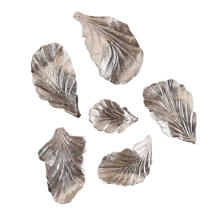 Natures Silver Wall Leaves Set of 6 Wall Art