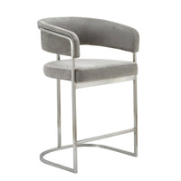 Villa Modern Grey Fabric & Silver Counter Chair