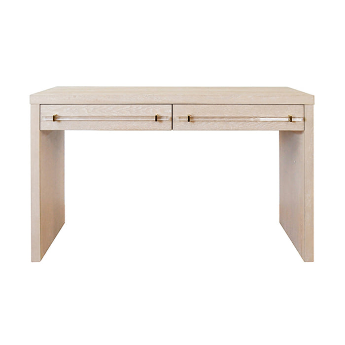 Araminta Natural Oak Desk with Acrylic & Gold Accents