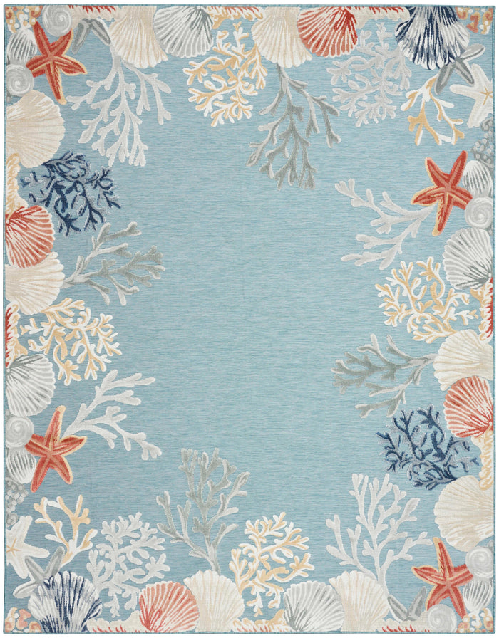 Pacific Coast Teal Coral Indoor/OutdoorArea Rug
