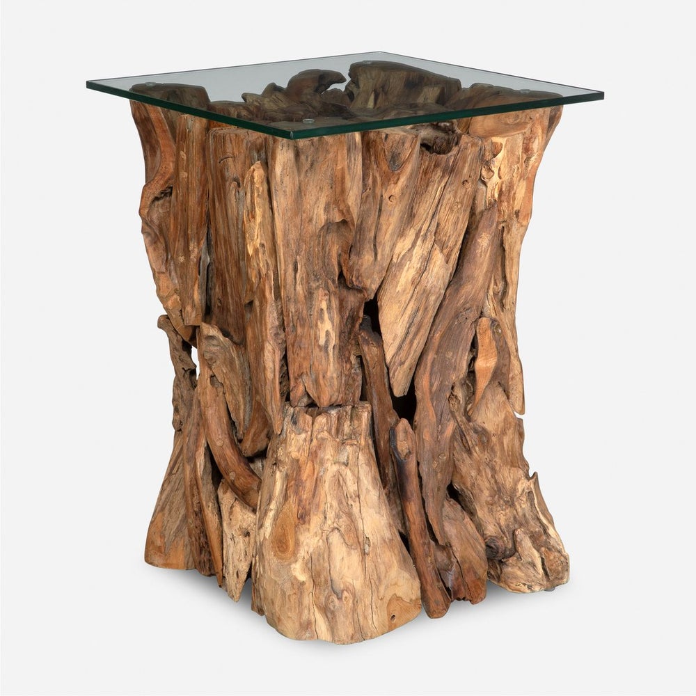 Natural 17" Teak Wood End Table