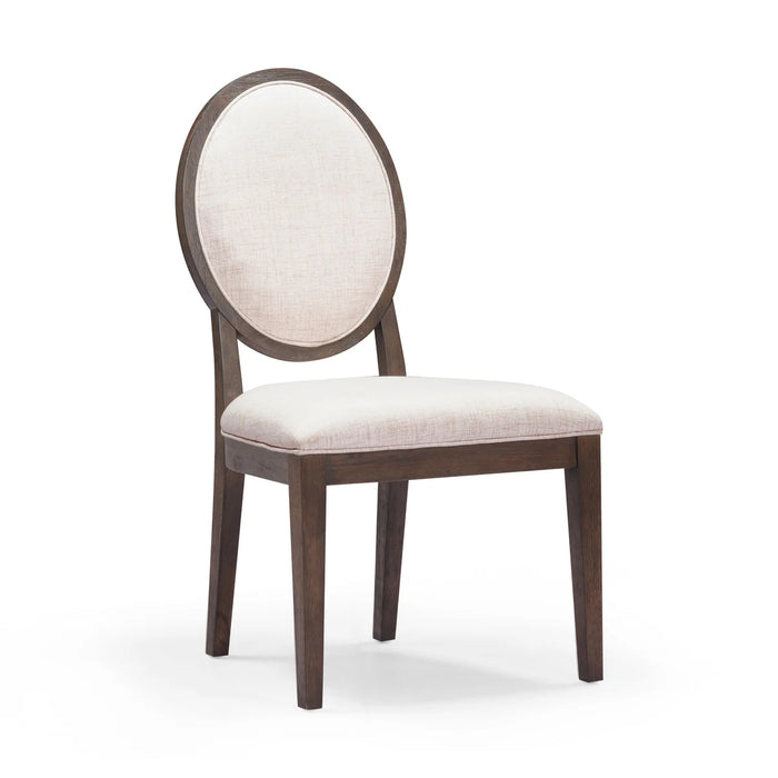 Lunaris Dark Brown and Beige Performance Fabric Dining Chair (Set of 2)