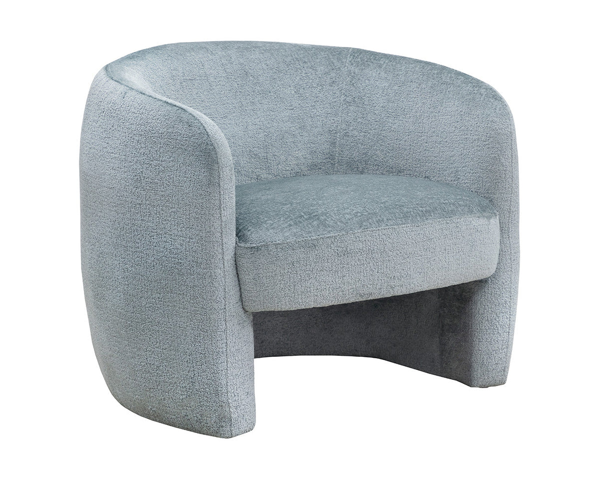 Mircea French Blue Plush Upholstered Curved Accent Chair