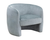 Mircea French Blue Plush Upholstered Curved Accent Chair