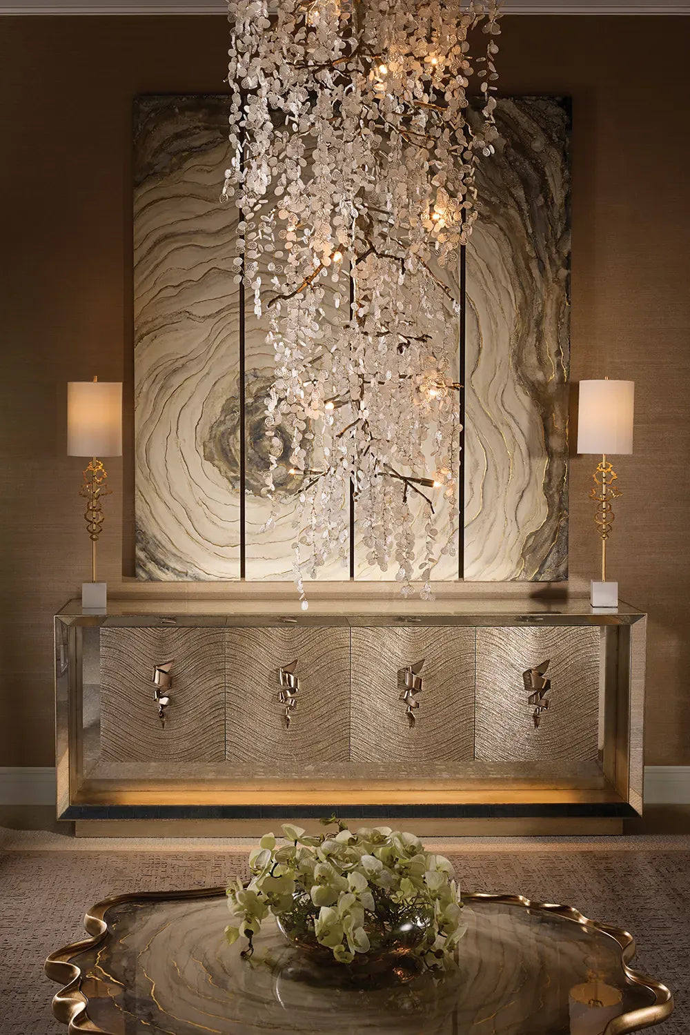 Radiant Grey Agate & Valyrian Gold Wall Art Panels (Set of 4)