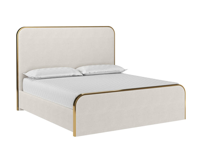 Tometi Cream Fabric & Brushed Gold Bed