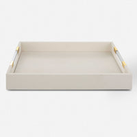 Lia Modern White Faux Shagreen & Gold Tray