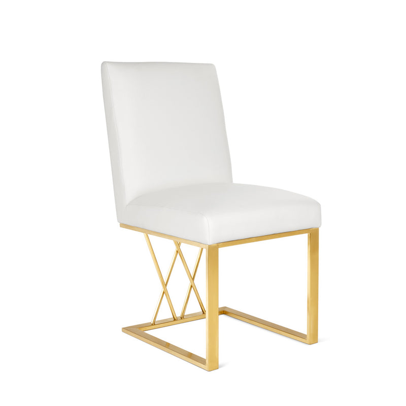 Mercer White Faux Leatherette & Gold Dining Chair