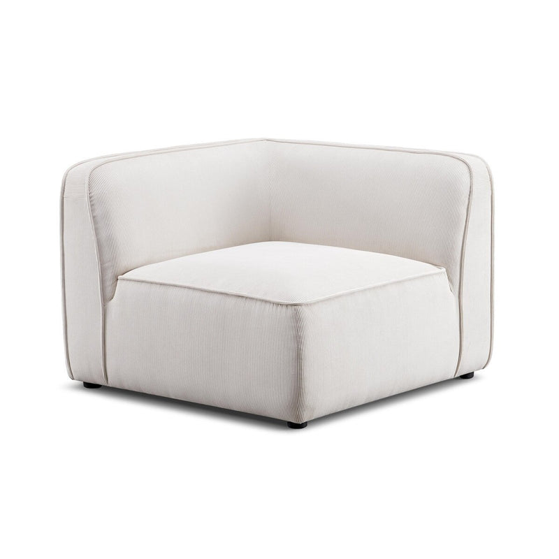 Travie White Sand Performance Corduroy Velvet Corner Chair