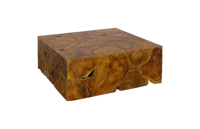 Boma Warm Red Finish Teak Wood Square Coffee Table