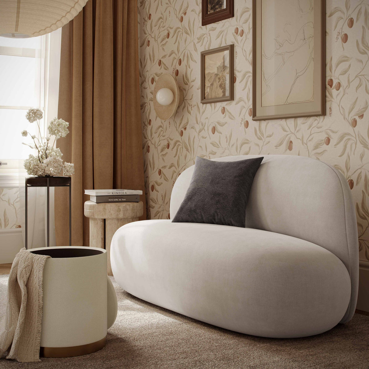 Carraway 59.6" Taupe Upcycled Chenille Loveseat