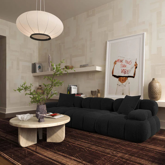 Vogue 78.8” Black Performance Vegan Shearling Modular Loveseat