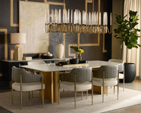 Astara 94.5" Cream Marble & Antique Brass Dining Table