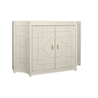 Cove 58" Antique White Rattan Overlay Cabinet