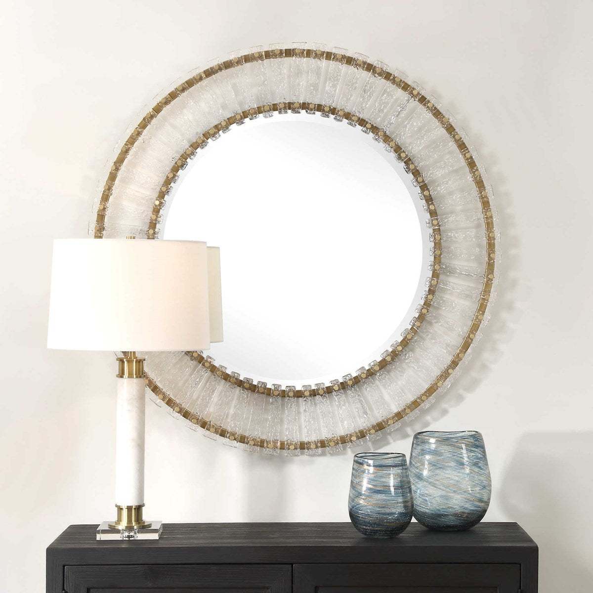 Denali 41" Glass & Gold Round Mirror