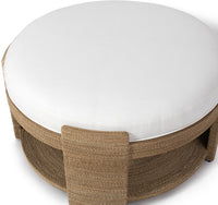 Faye Large Natural Performance White Weave Ottoman