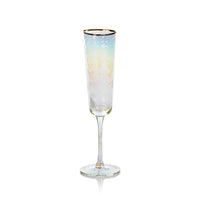 Aperitivo Triangular Champagne Flute Luster with Gold Rim - Set of 12
