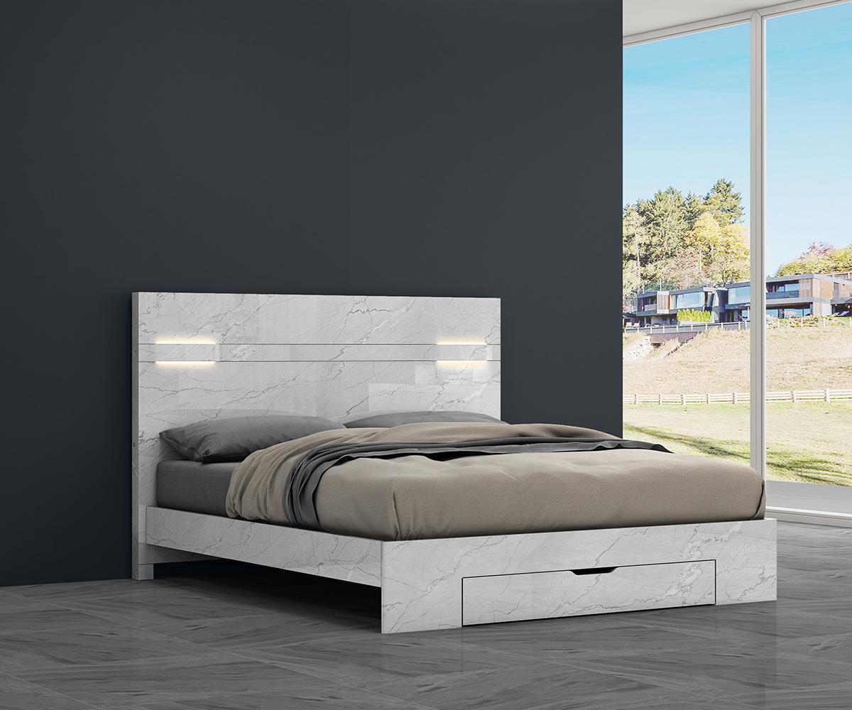 Nahlia White Carrara Finish Bed