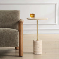 Layla Travertine & Gold Accent Table