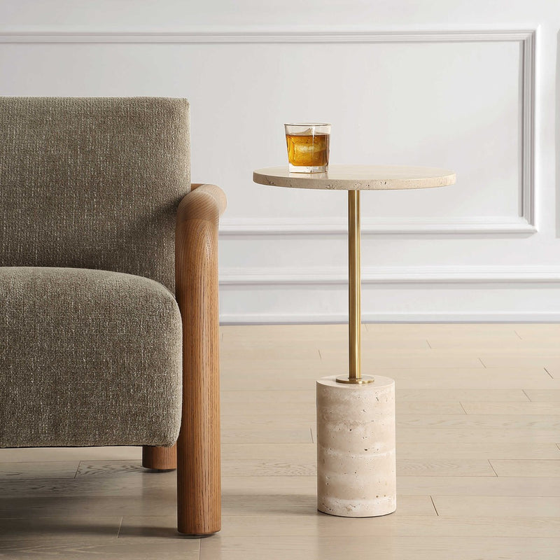 Layla Travertine & Gold Accent Table