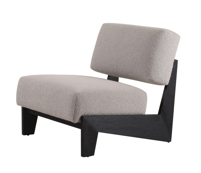 Kenna Mid-Century Modern Light Grey Fabric + Black Walnut Accent Chair