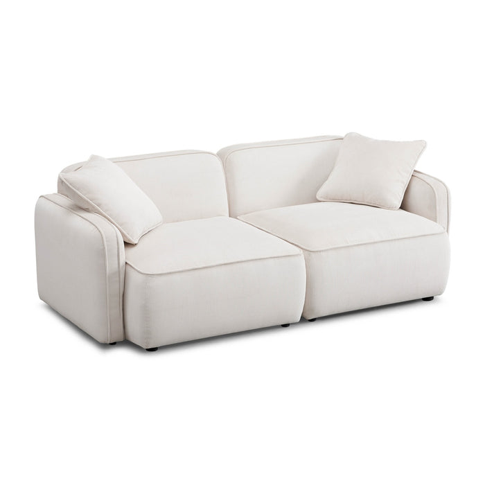 Travie 78" White Sand Performance Corduroy Velvet Modular Loveseat