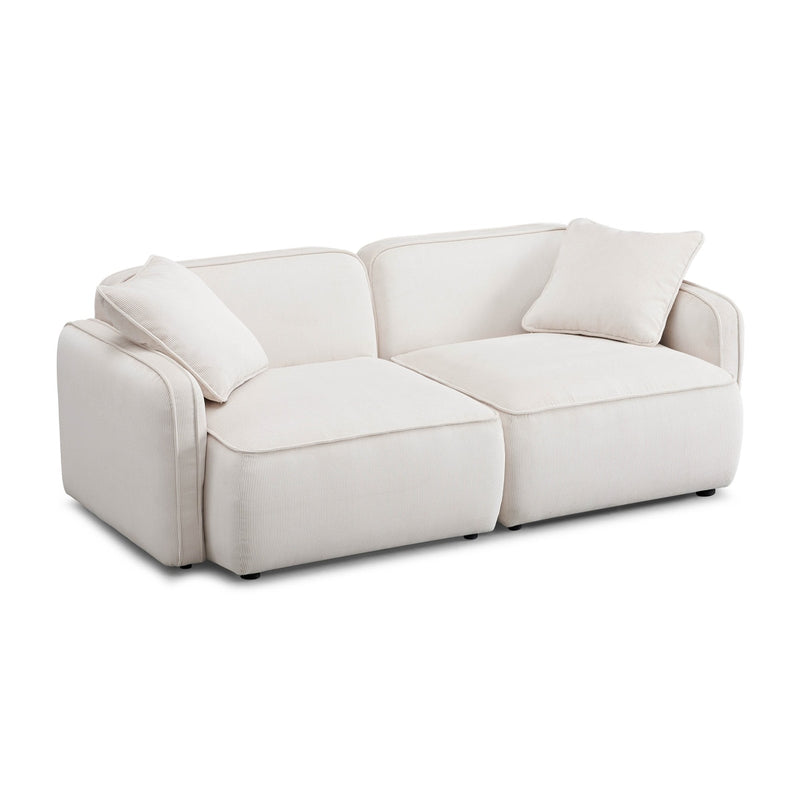 Travie 78" White Sand Performance Corduroy Velvet Modular Loveseat