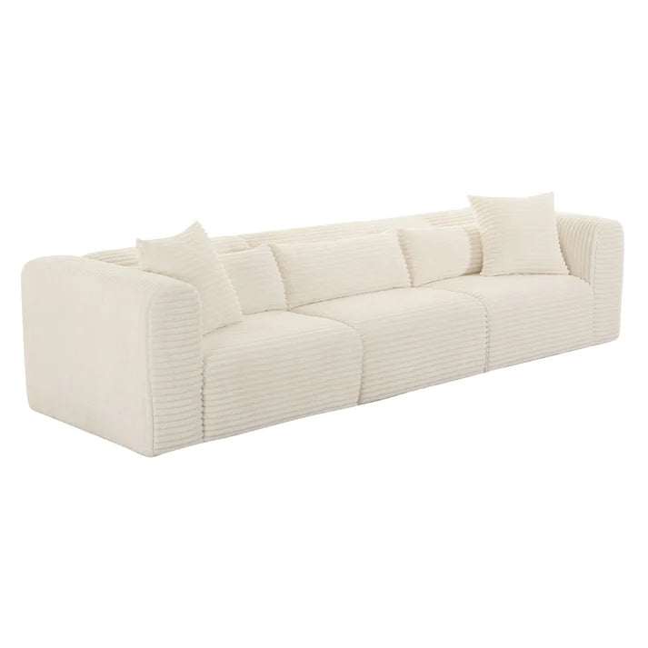 Telav 118.6” Fluffy Oversized Cream Performance Corduroy Modular Sofa