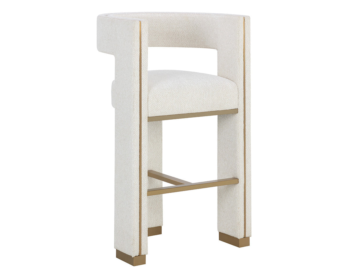 Adamina Light Barley Performance Fabric & Gold Bar Stool