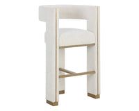 Adamina Light Barley Performance Fabric & Gold Bar Stool