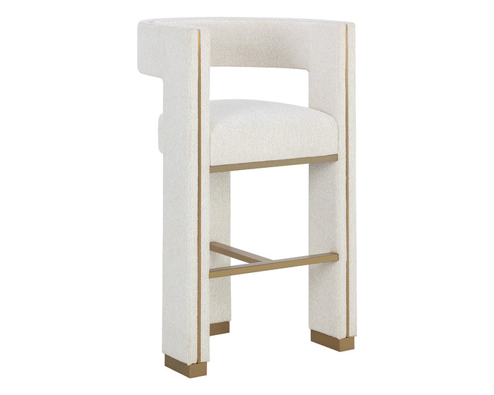 Adamina Light Barley Performance Fabric & Gold Bar Stool
