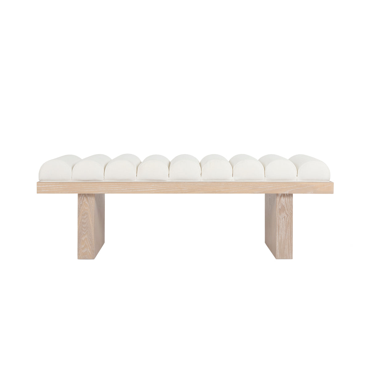 Delphine Natural White Linen & Cerused Oak Bench