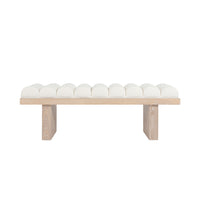 Delphine Natural White Linen & Cerused Oak Bench