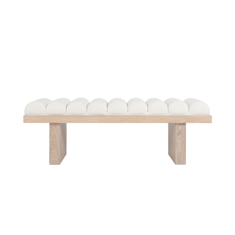 Delphine Natural White Linen & Cerused Oak Bench